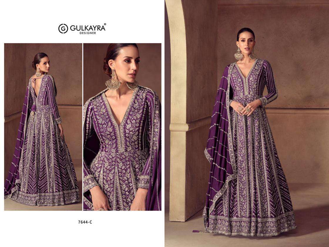 Gulkayra Designer Riay Chinon Readymade Classic Anarkali Gown With Dupatta Catalog Wholesaler And Exporter In Surat 