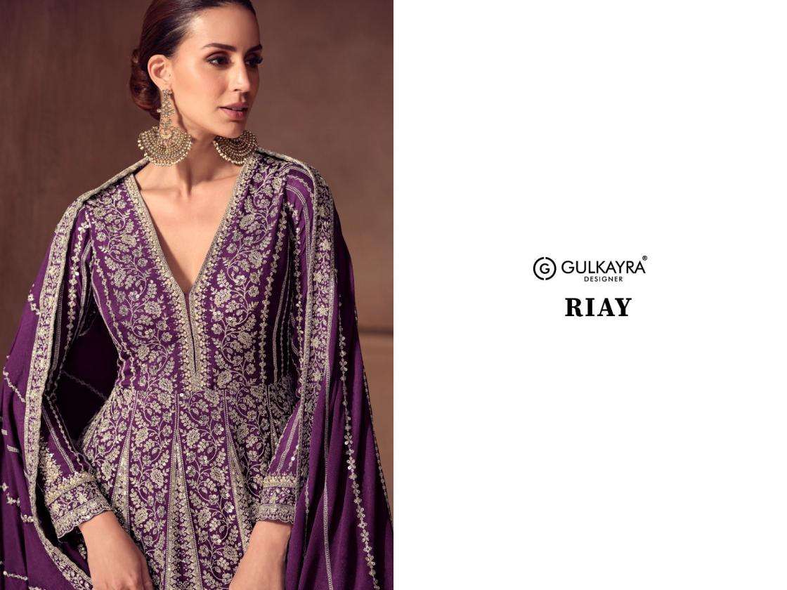 Gulkayra Designer Riay Chinon Readymade Classic Anarkali Gown With Dupatta Catalog Wholesaler And Exporter In Surat 