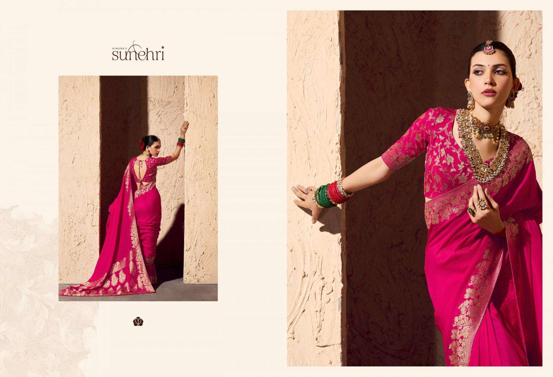 Kimora Presents Indri Sunehri Crape Georgette 1561-1571 Occasion Wear Saree Catalog Wholesaler And Exporter 