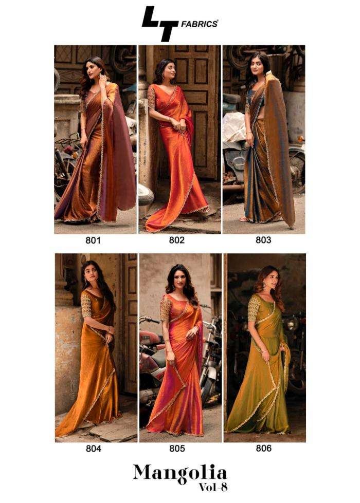 Lt Fashion Presents Magnolia Vol-8 Unique Malai Silk Sarees Catalog Wholersaler And Exporter In Surat