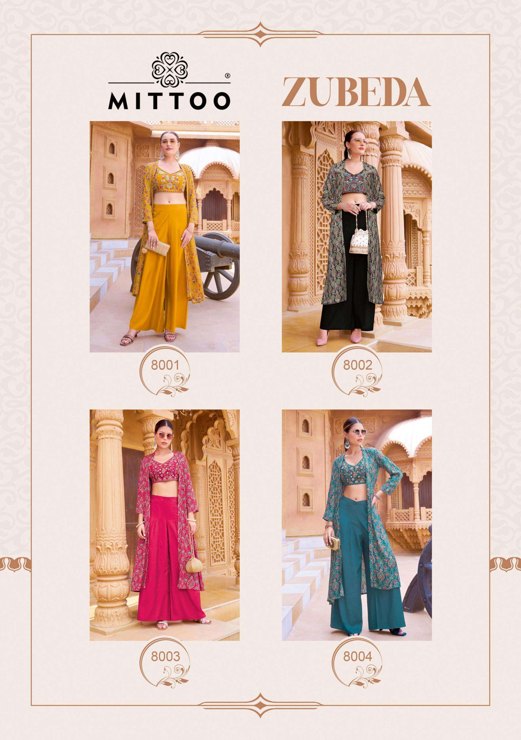 Mittoo Presents Zubeda Roman Silk Attractive Look Readymade Shrug Blouse With Plazzo Catalog Wholesaler And Exporter In Surat