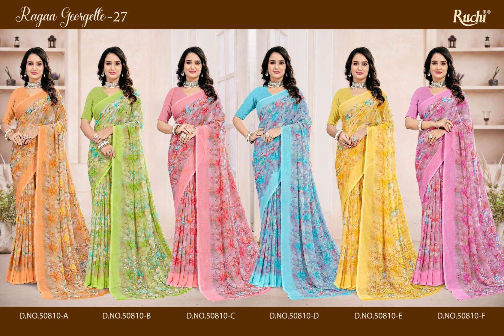 ruchi presents ragaa georgette vol 27 casual wear sarees catalog