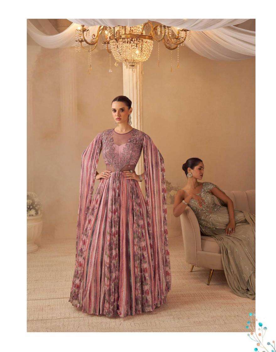 Sayuri Designer Presents Aarohi Readymade Chinon Silk Party Wear Gown With Cancan Catalog Wholesaler And Exporter 