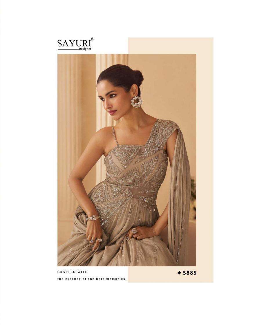 Sayuri Designer Presents Aarohi Readymade Chinon Silk Party Wear Gown With Cancan Catalog Wholesaler And Exporter 