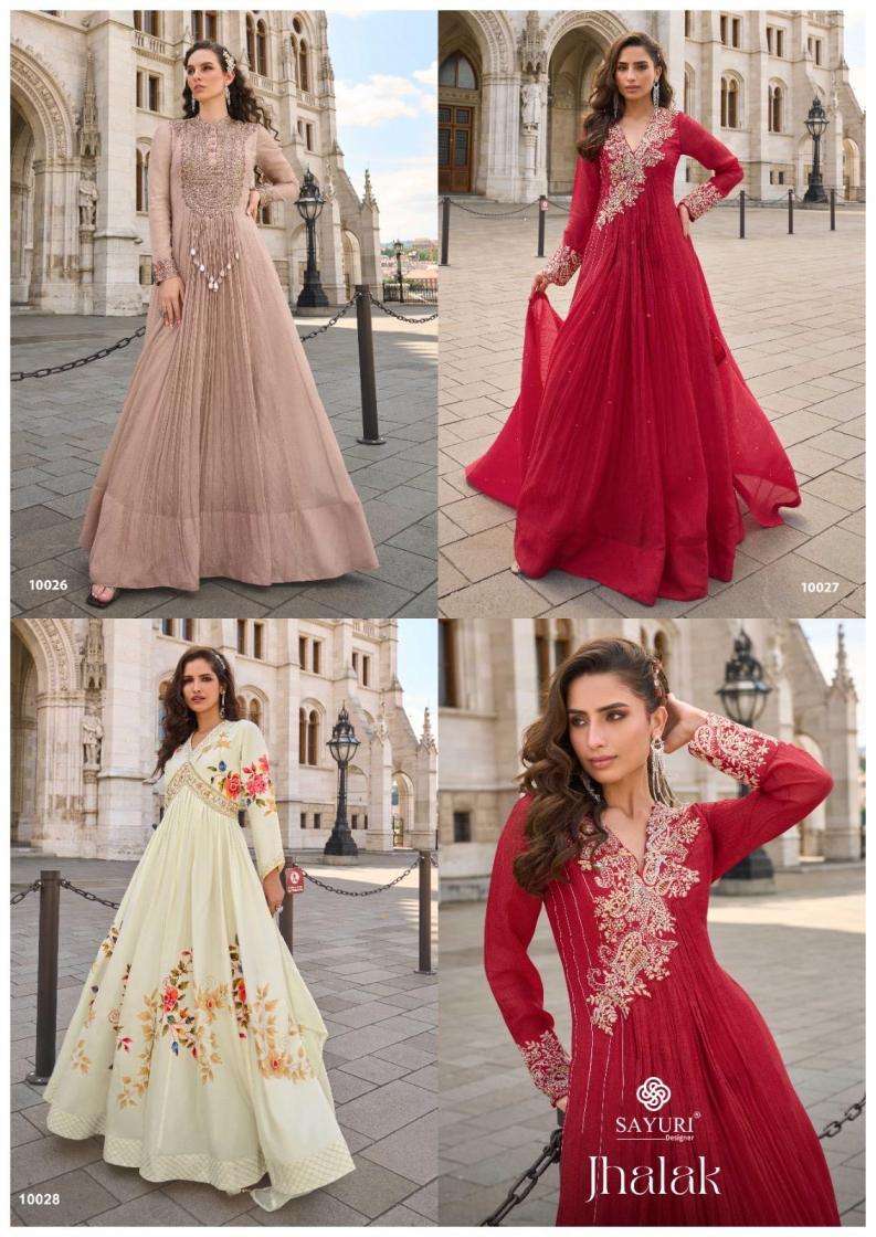 Sayuri Designer Presents Jhalak Crush Silk Readymade Exclusive Gown With Dupatta Catalog wholesaler And Exporter 