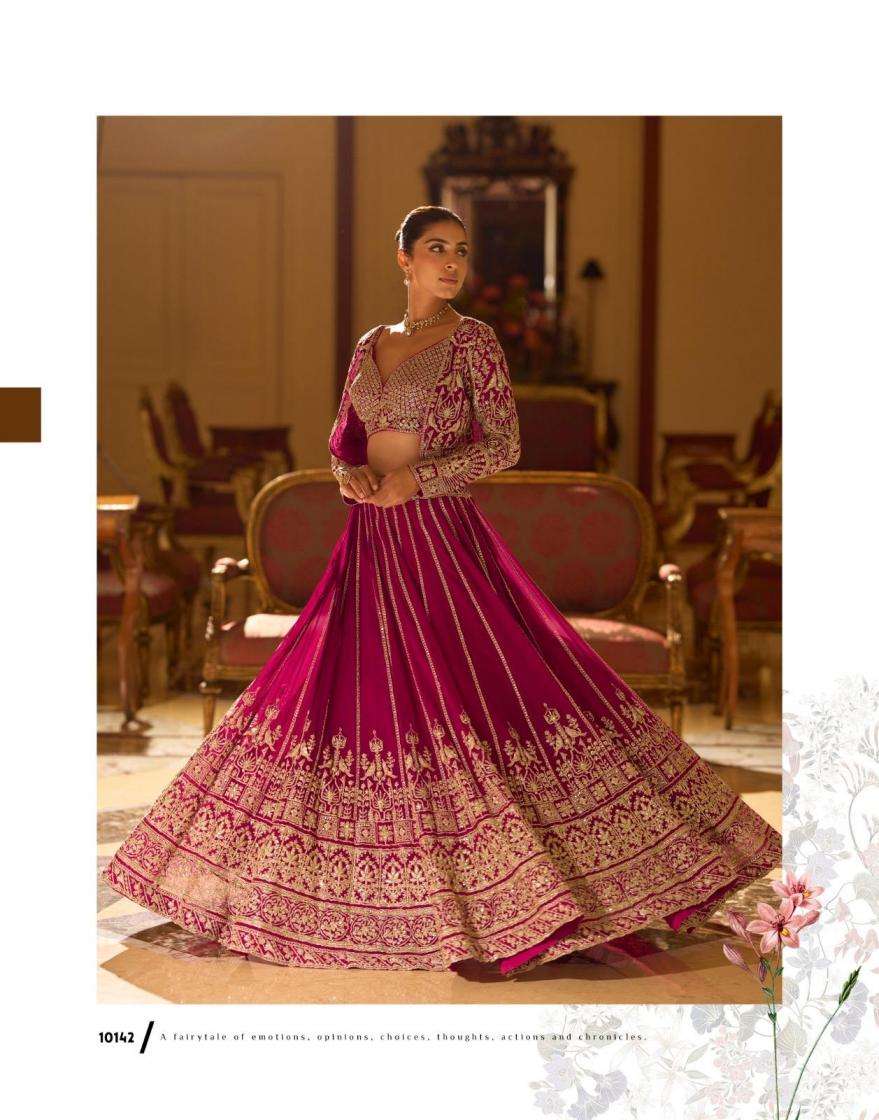 Sayuri Designer Presents Kamini Full Stitch Georgette Lehenga Shrug With Blouse Catalog Wholesaler And Exports