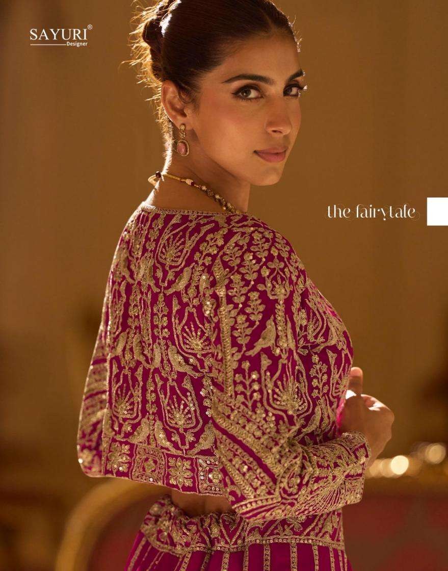 Sayuri Designer Presents Kamini Full Stitch Georgette Lehenga Shrug With Blouse Catalog Wholesaler And Exports