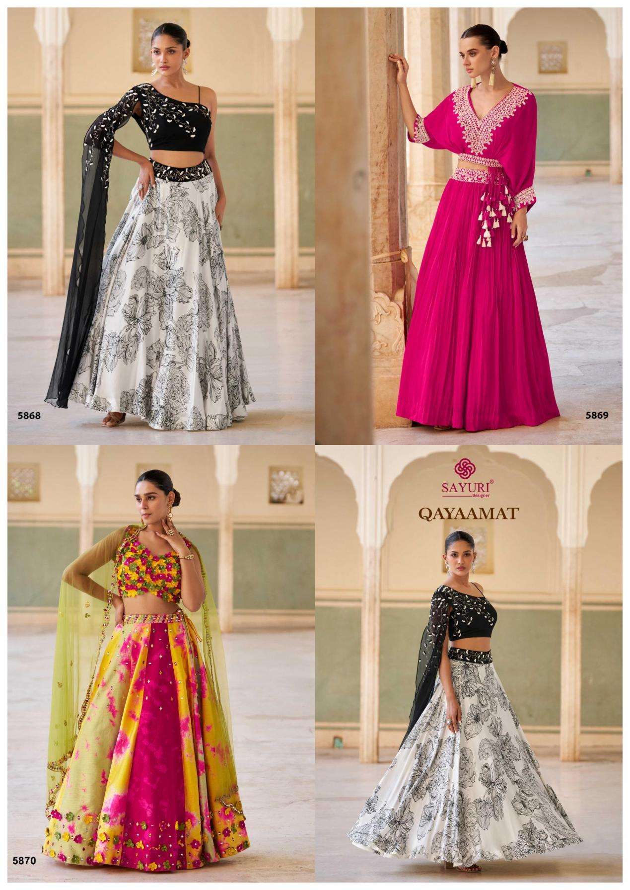 Sayuri Designer Presents Qayaamat Readymade Exclusive Chinon Wedding Lehengas Catalog Wholesaler And Exporter In Surat