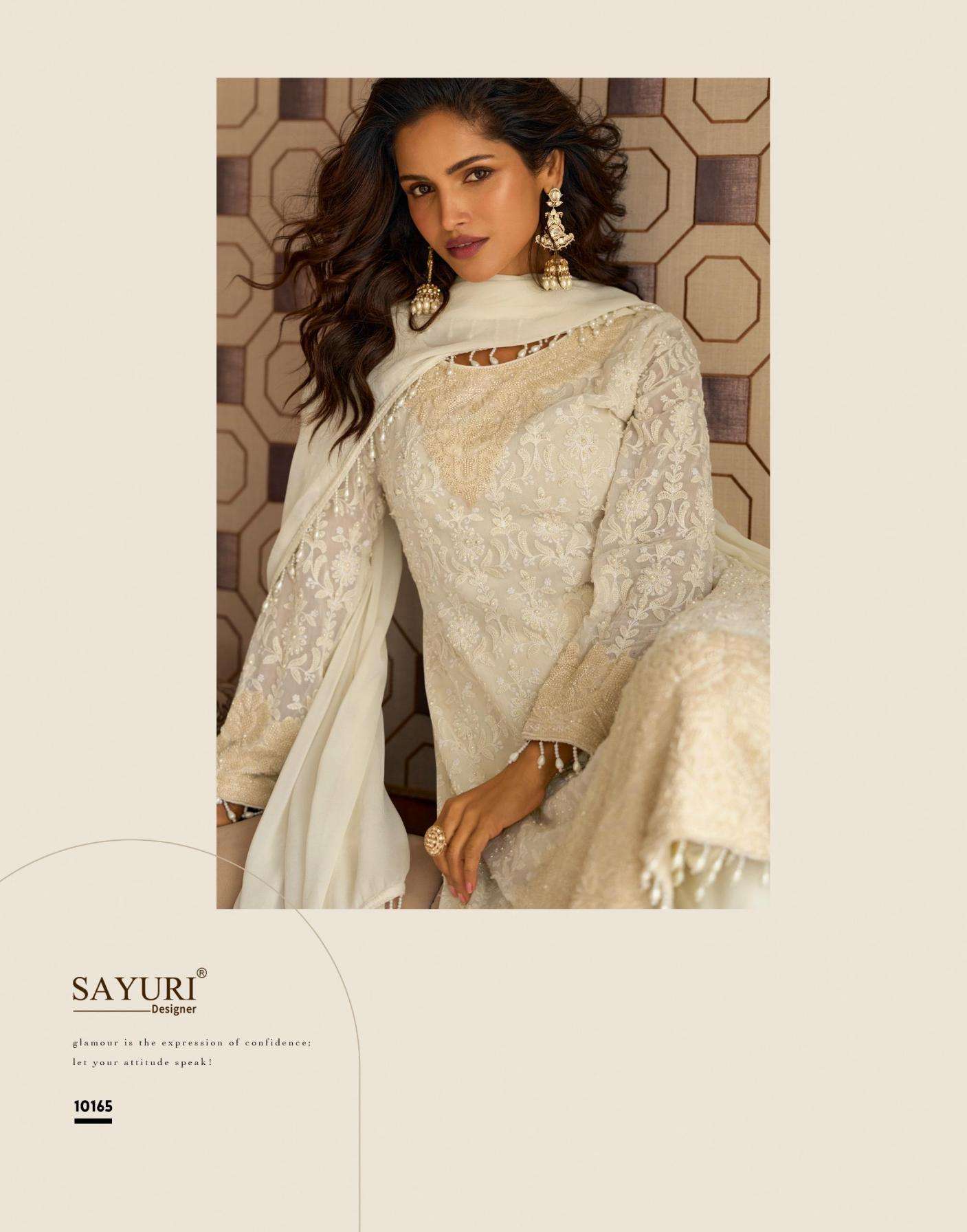 Sayuri Designer Presents Rishta Georgette Fully Stitch Party Wear Plazzo Salwar Suits Catalog Wholesaler And Exporter 