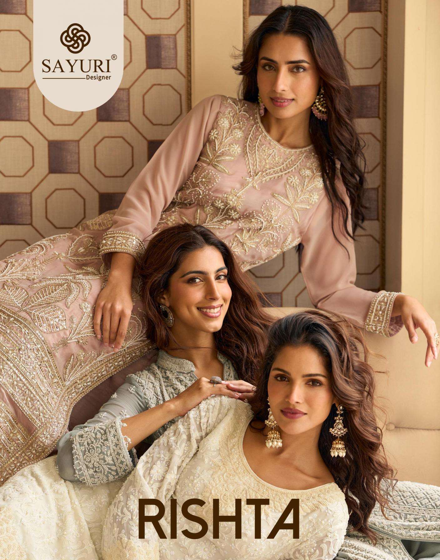 Sayuri Designer Presents Rishta Georgette Fully Stitch Party Wear Plazzo Salwar Suits Catalog Wholesaler And Exporter 