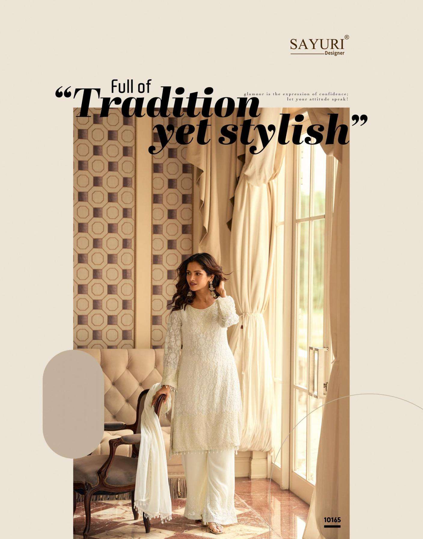 Sayuri Designer Presents Rishta Georgette Fully Stitch Party Wear Plazzo Salwar Suits Catalog Wholesaler And Exporter 