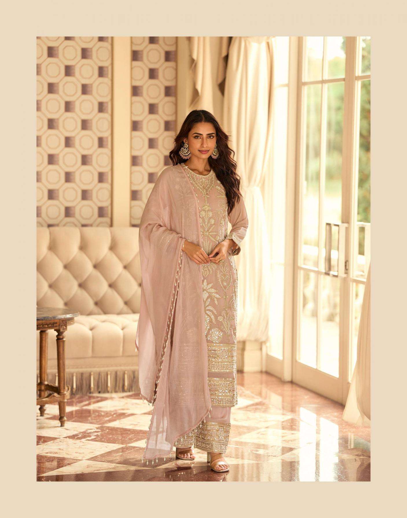 Sayuri Designer Presents Rishta Georgette Fully Stitch Party Wear Plazzo Salwar Suits Catalog Wholesaler And Exporter 