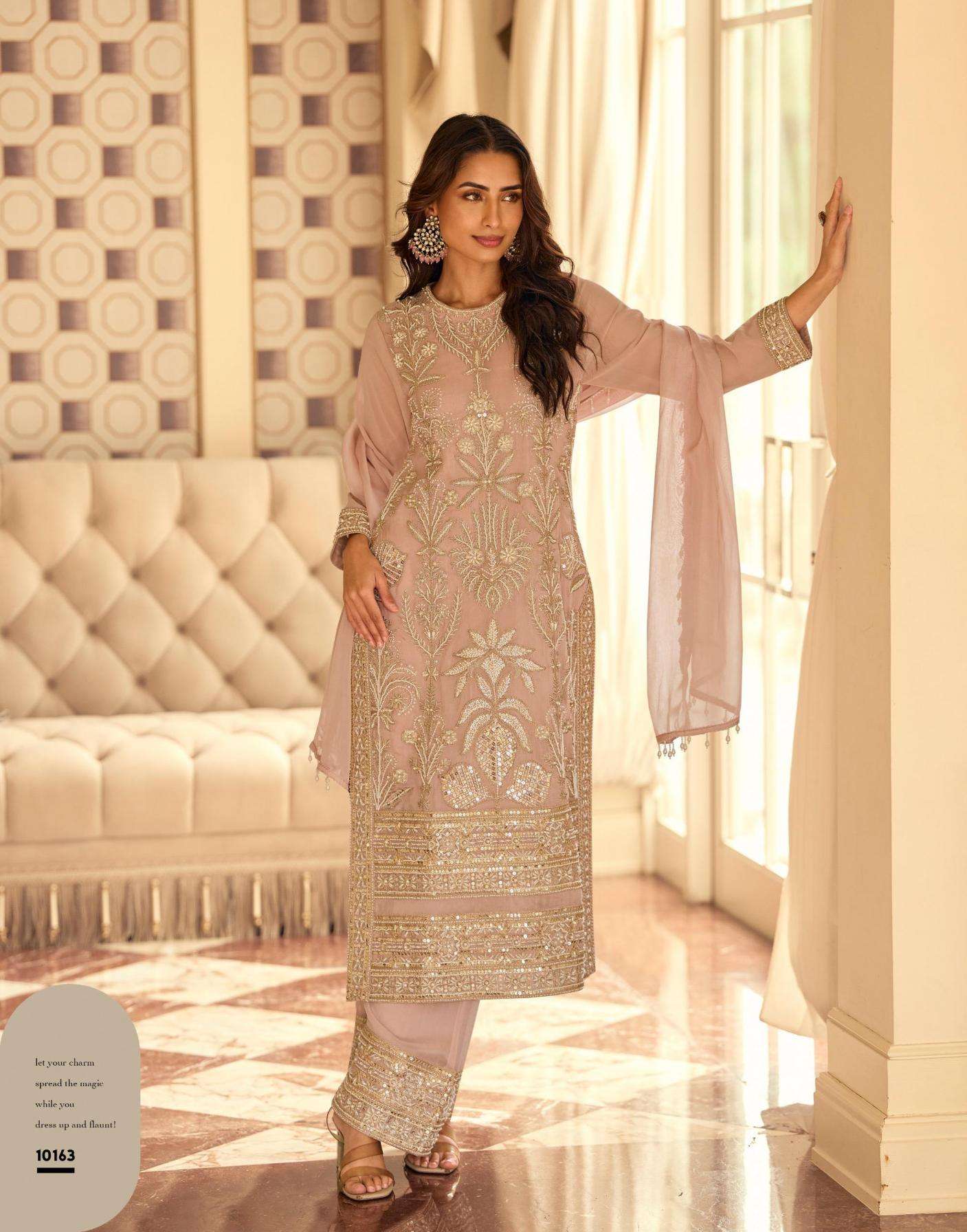Sayuri Designer Presents Rishta Georgette Fully Stitch Party Wear Plazzo Salwar Suits Catalog Wholesaler And Exporter 