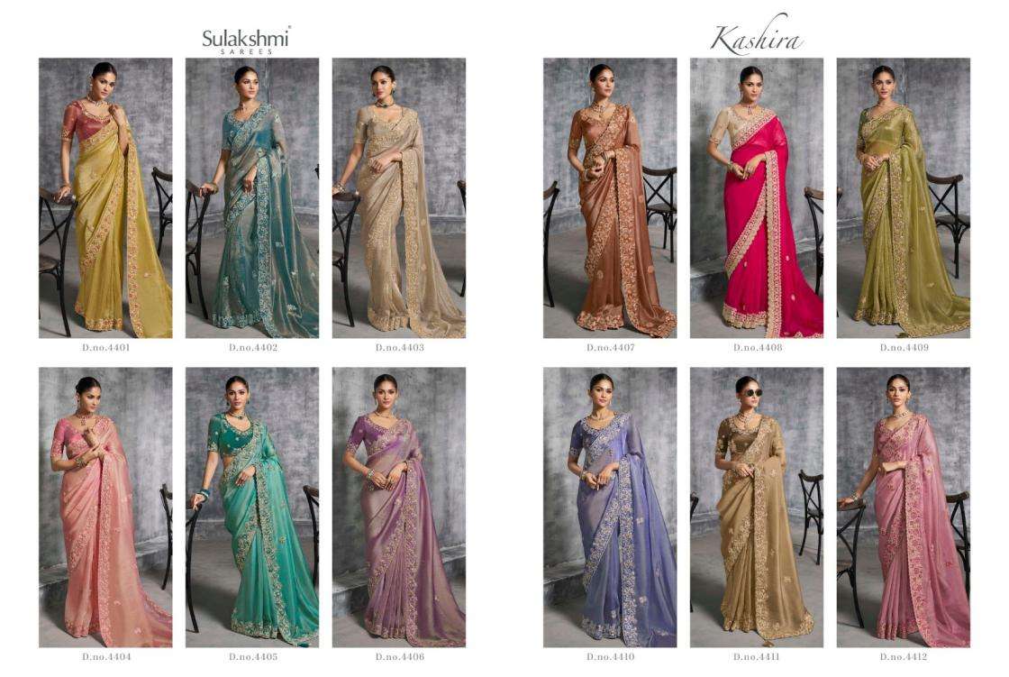 Sulakshmi Presents Kashira 4401-4412 Rangoli Satin Occasion Wear Sarees Catalog Wholesaler And Exporter 