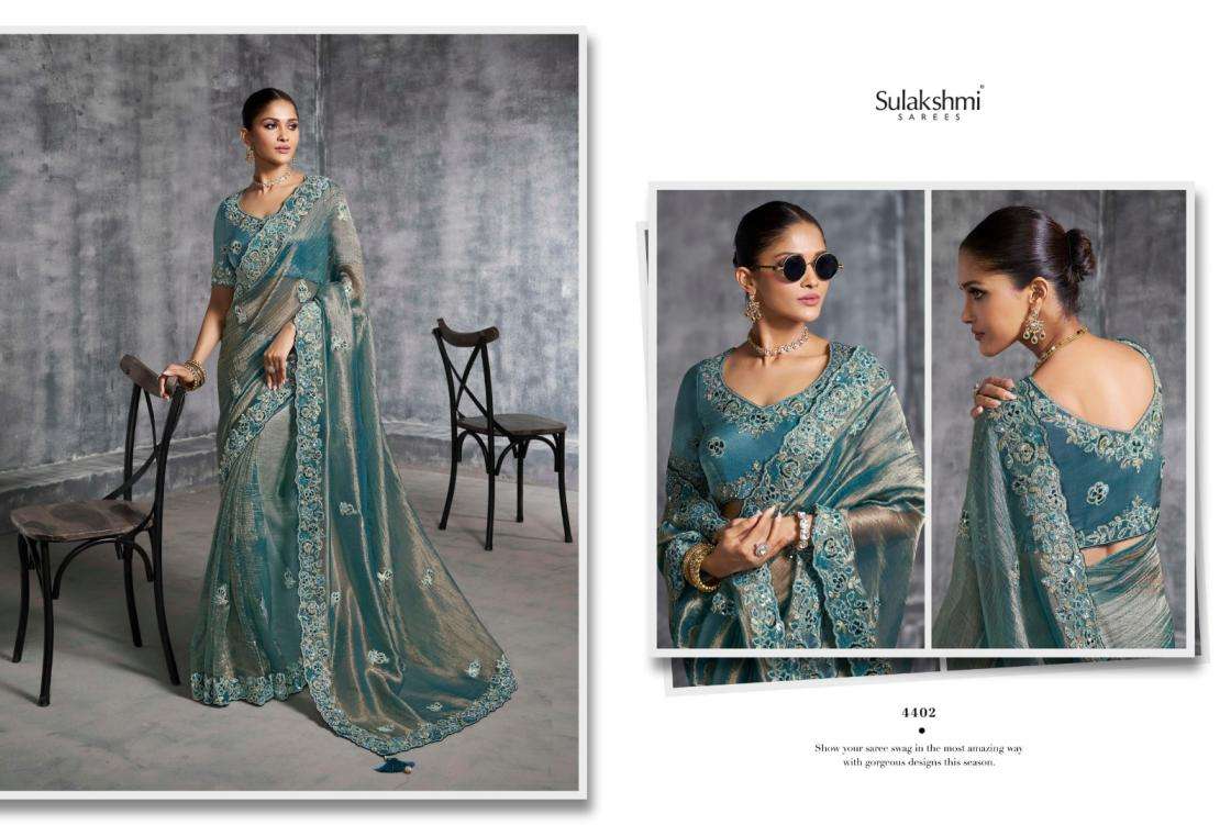 Sulakshmi Presents Kashira 4401-4412 Rangoli Satin Occasion Wear Sarees Catalog Wholesaler And Exporter 