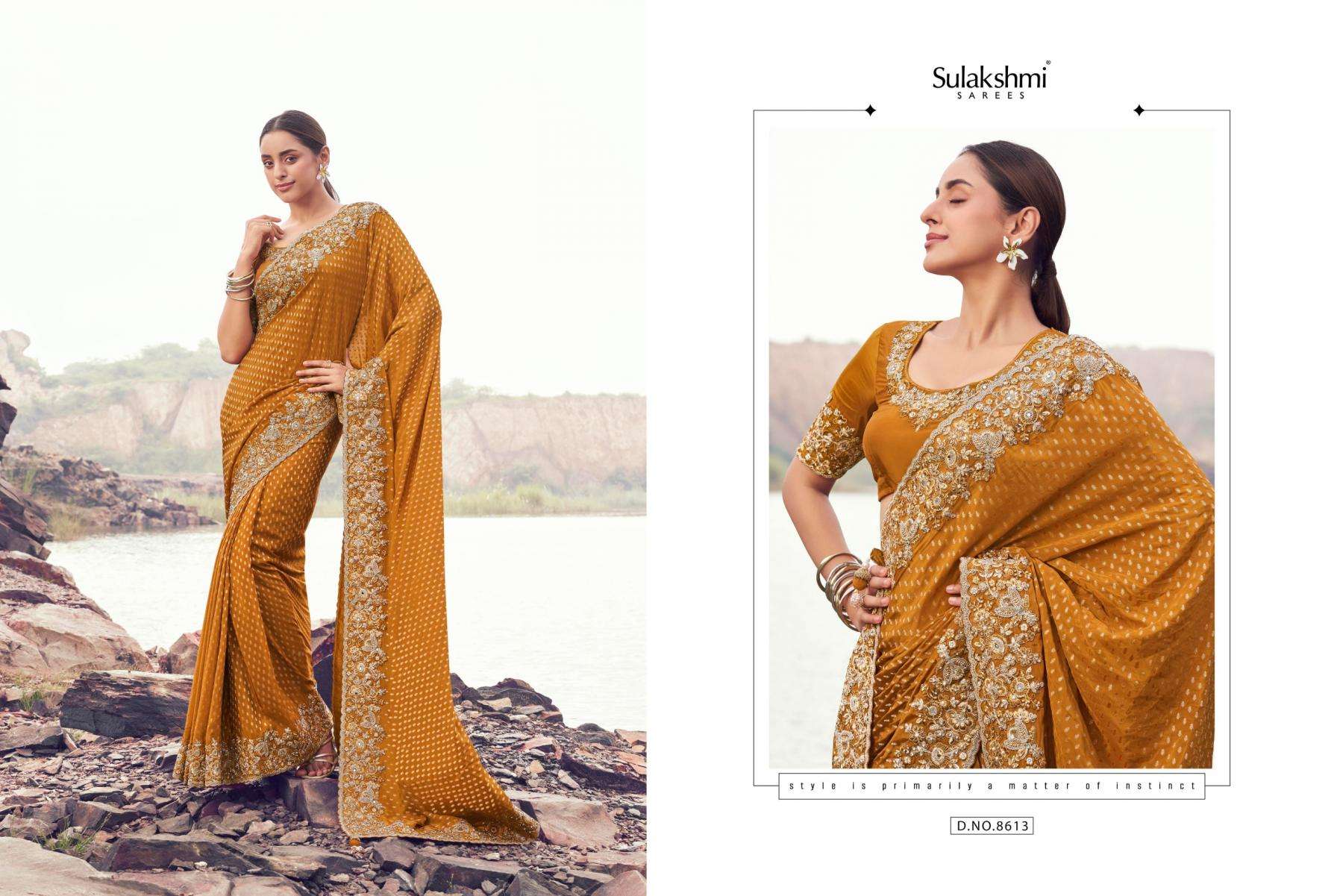 Sulakshmi Presents Varenya Tissue Silk With Jacquard Occasion Wear Sarees Catalog Wholesaler And Exporter In Surat