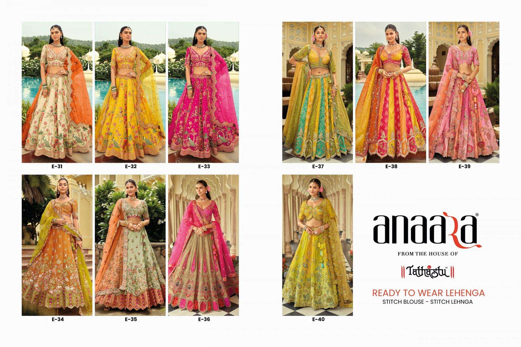 Tathastu Presents Anaara 31-40 Readymade Engagement Lehenga For Bride Catalog Wholesaler And Exporter 