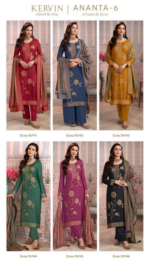 Vinay Presents Kervin Ananta Vol-6 Viscose Pashmina Jacquard Unique Dress Materials Catalog Wholesaler And Exporter 