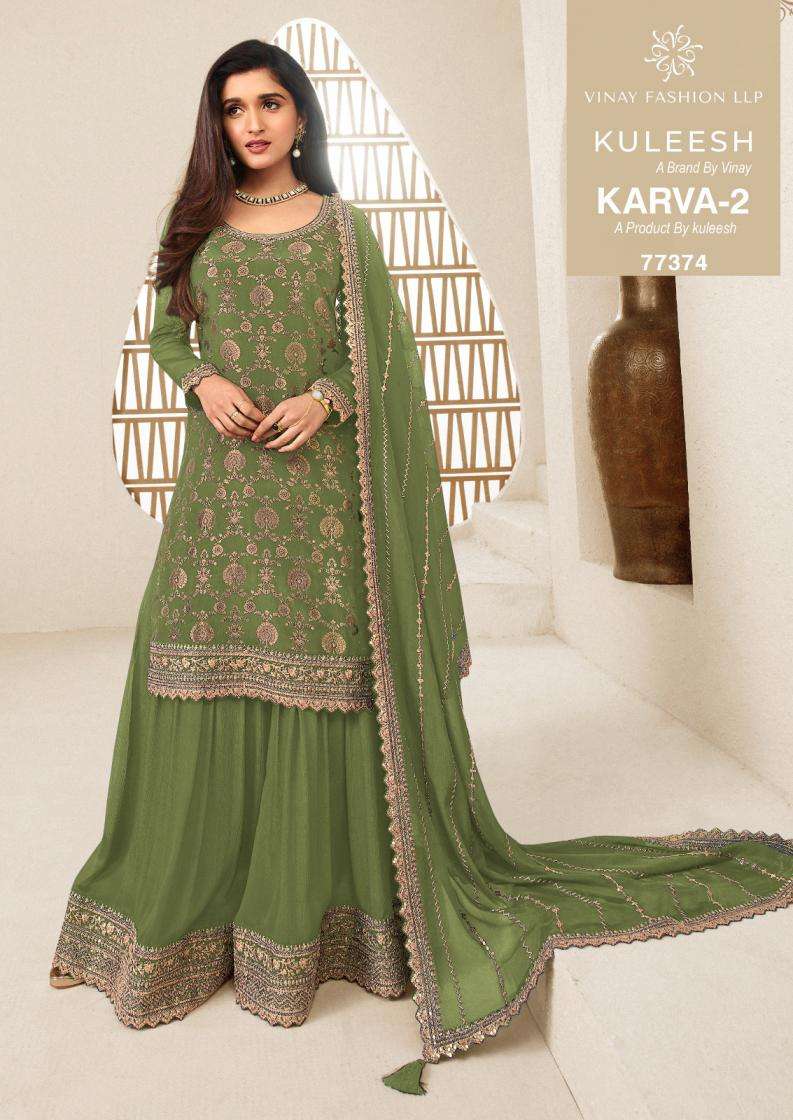 Vinay Presents Kuleesh Karva Vol-2 Chinon Jacquard Designer Sharara Suits Catalog Wholesaler And Exporter In surat 
