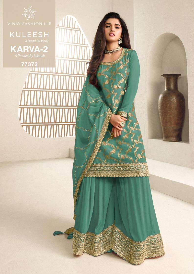 Vinay Presents Kuleesh Karva Vol-2 Chinon Jacquard Designer Sharara Suits Catalog Wholesaler And Exporter In surat 