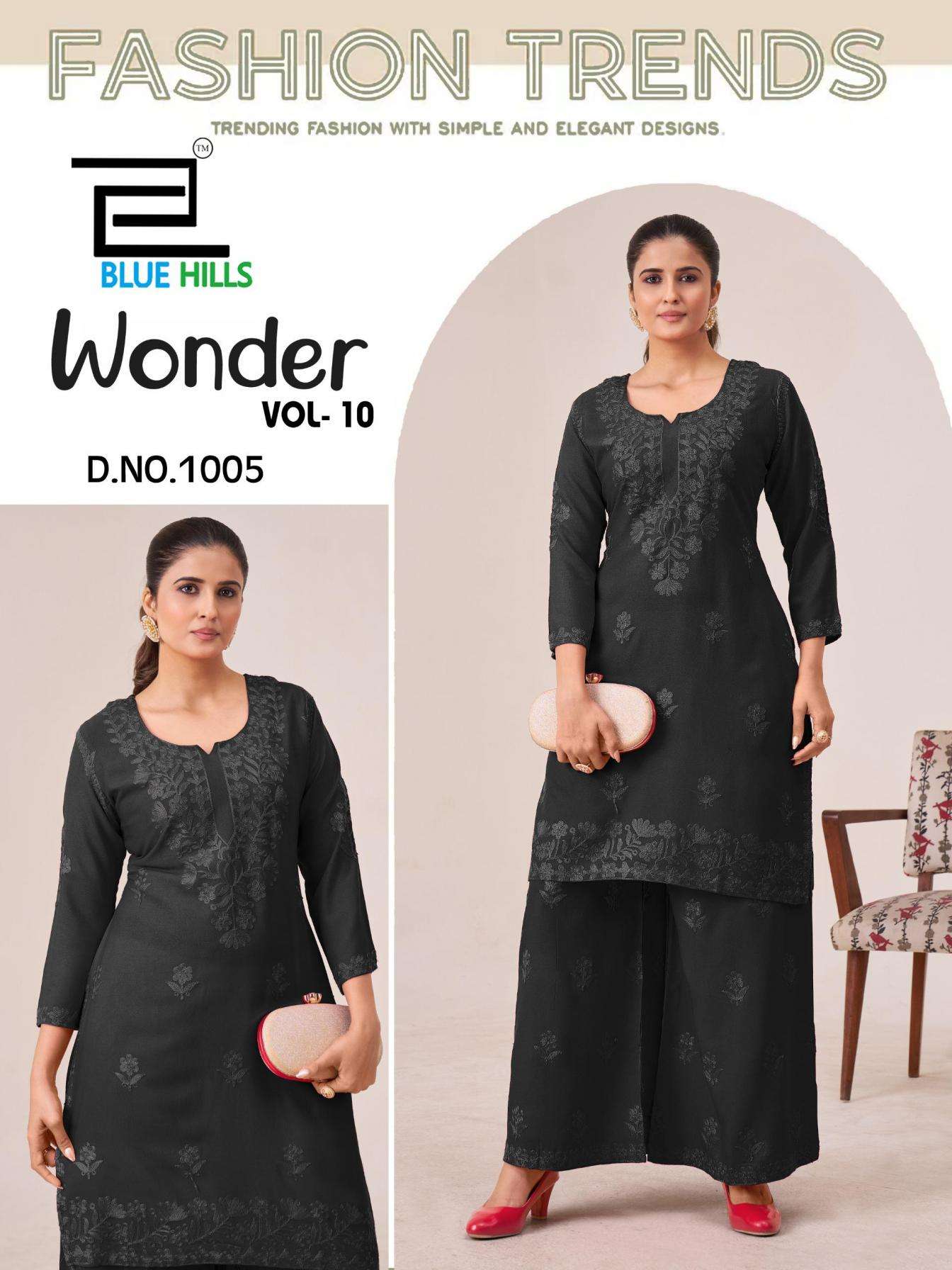 Blue Hills Presents Wonder Vol-10 Rayon Readymade Classic Big Size Kurti With Plazzo Catalog Wholesaler And Exporter 