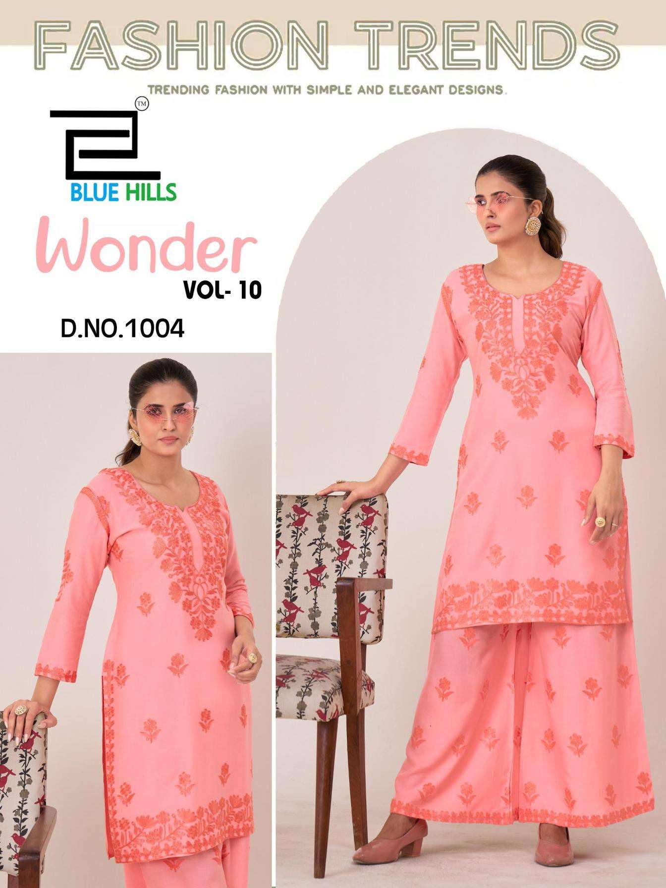 Blue Hills Presents Wonder Vol-10 Rayon Readymade Classic Big Size Kurti With Plazzo Catalog Wholesaler And Exporter 