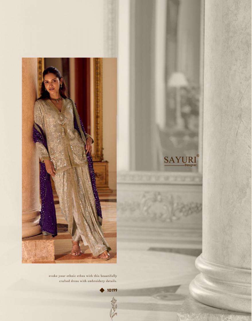 sayuri designer presents swaroski readymade exclusive georgette kurti dhoti with dupatta catalog collection