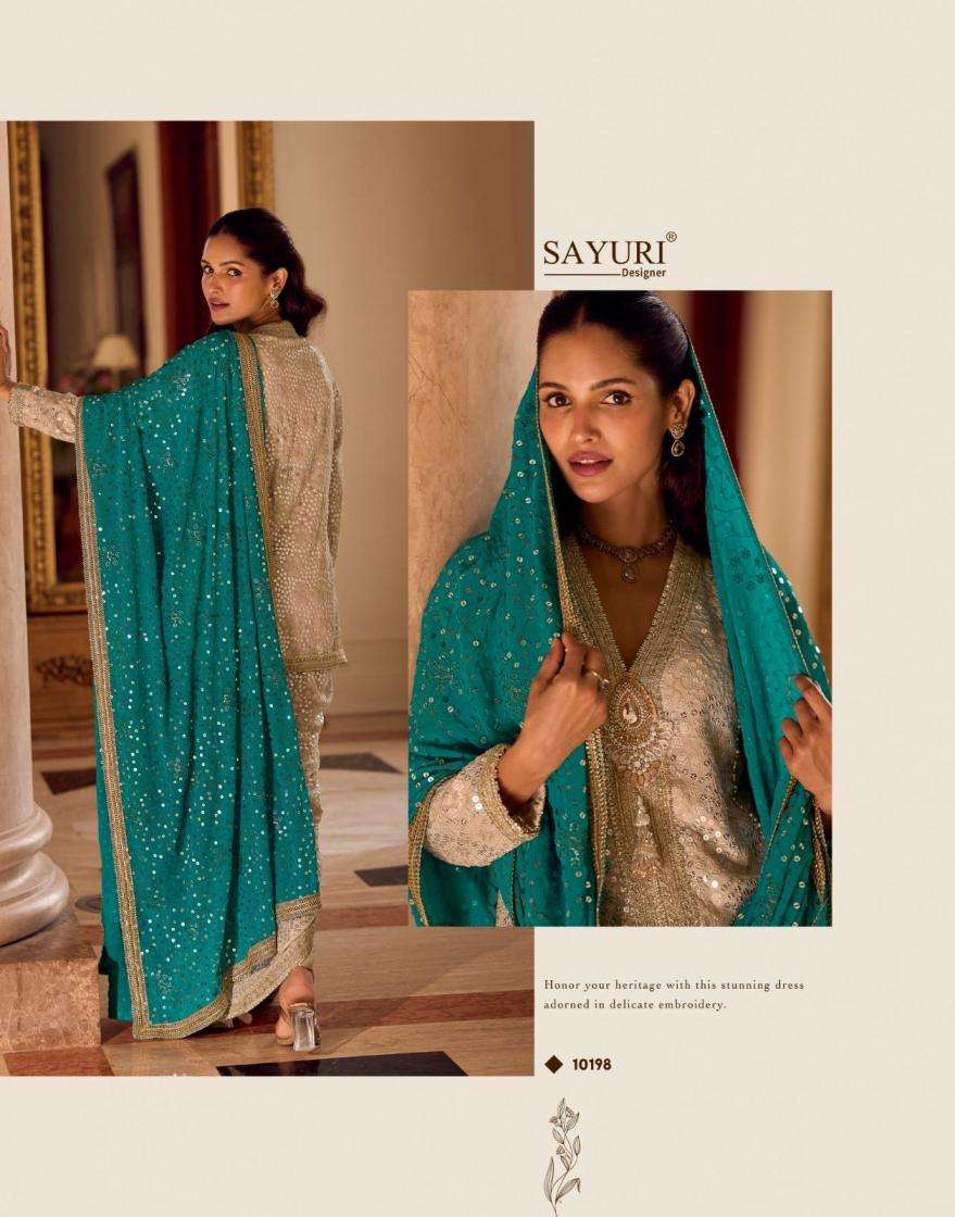 sayuri designer presents swaroski readymade exclusive georgette kurti dhoti with dupatta catalog collection