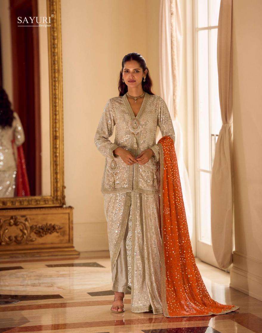 sayuri designer presents swaroski readymade exclusive georgette kurti dhoti with dupatta catalog collection