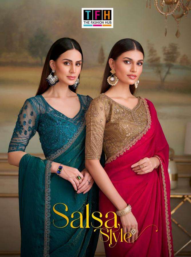 tfh presents salsa style vol 5 georgette silk traditional sarees catalog collection