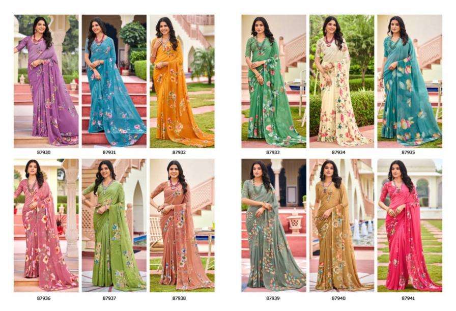 Vipul Presents Twisha 87930-87941 Unique Weightless Sarees Catalog Wholesaler And Exporter 