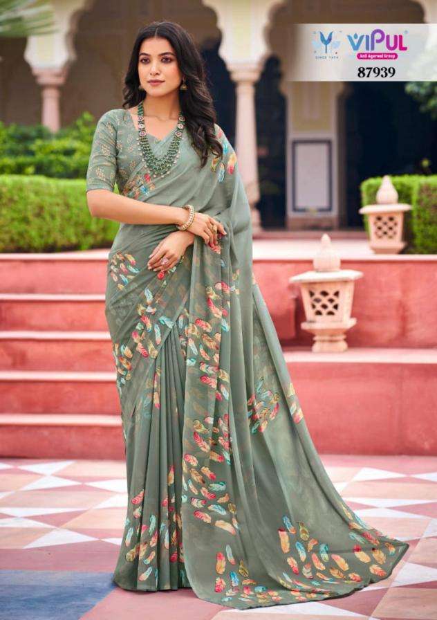Vipul Presents Twisha 87930-87941 Unique Weightless Sarees Catalog Wholesaler And Exporter 