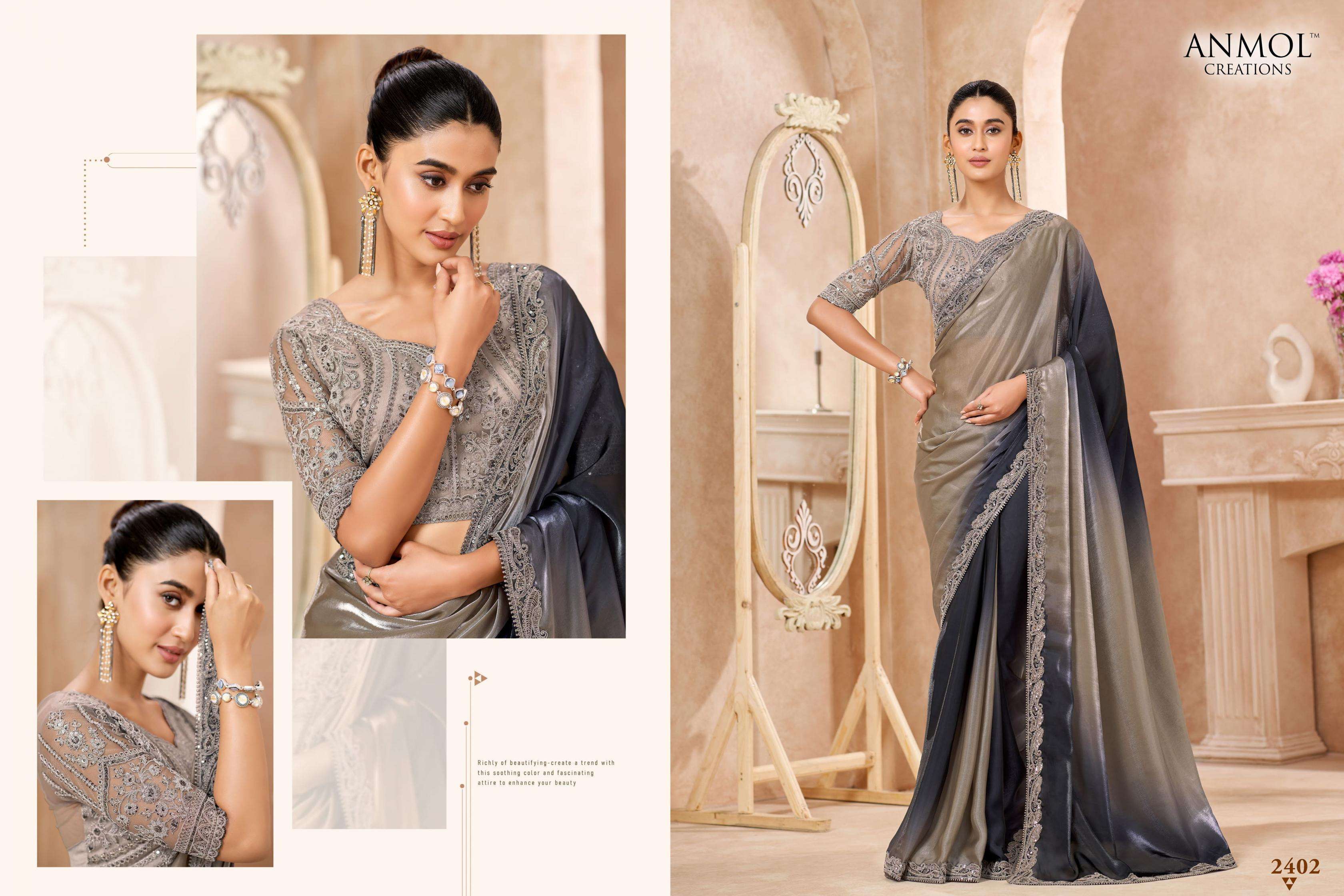 Anmol Creation Presents Kaina Exclusive Fancy Party Wear Trendy Sarees Catalog Wholesaler And Exporter