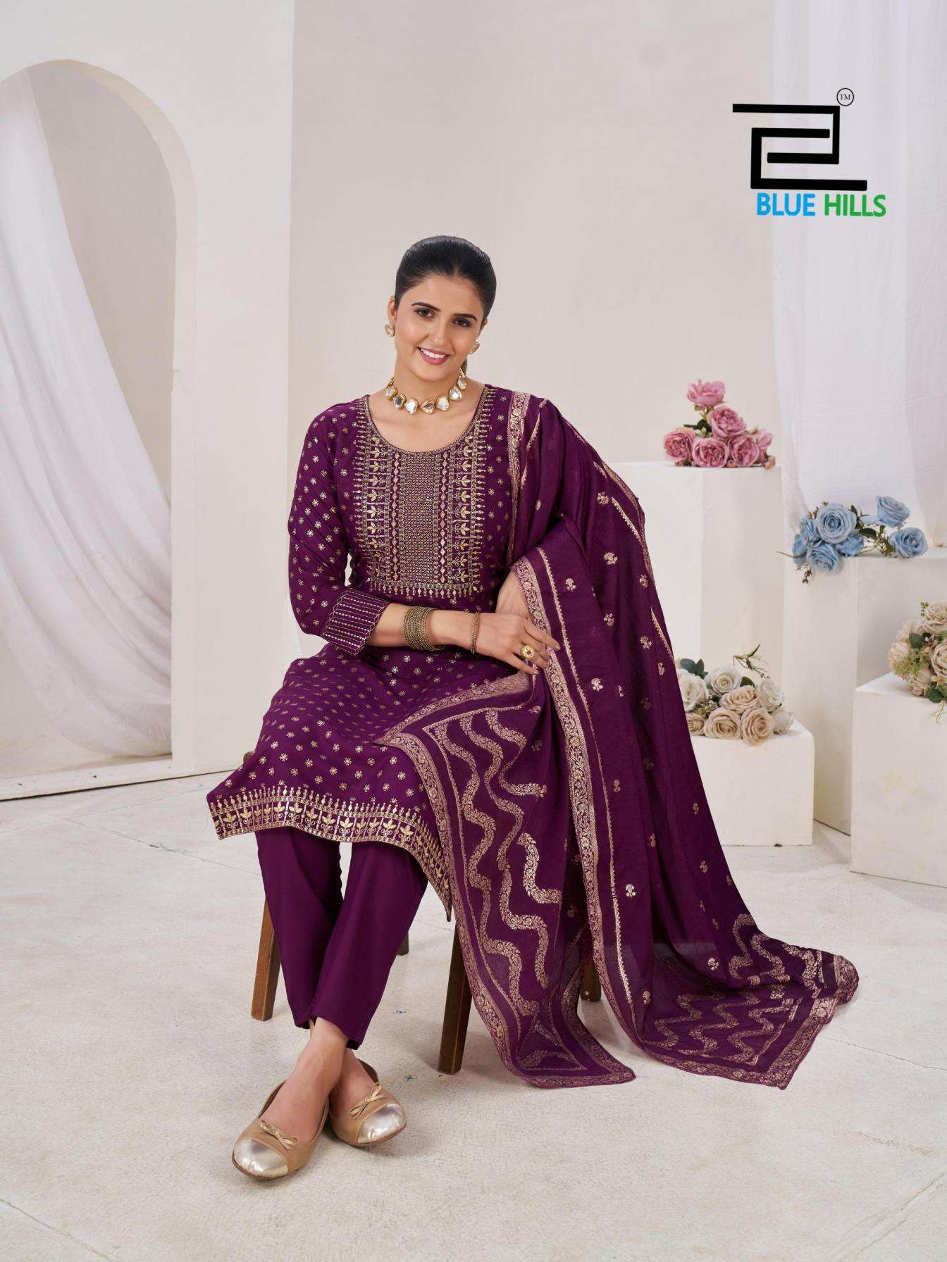 blue hills presents aisha vol 1 rayon readymade shop trendy plus size 3pcs dress