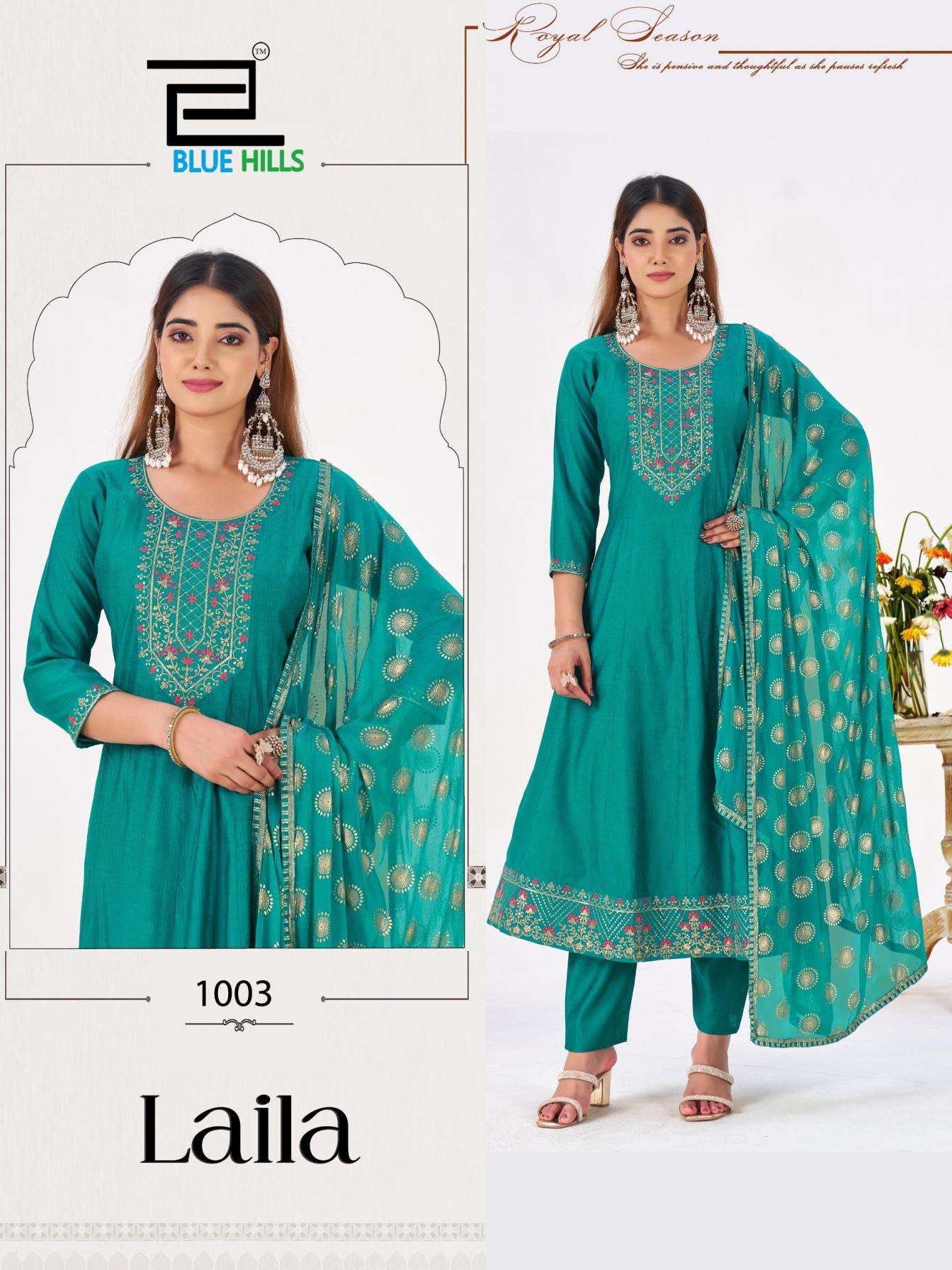 blue hills presents laila berlin silk fully stitch big size modern kurtis catalog