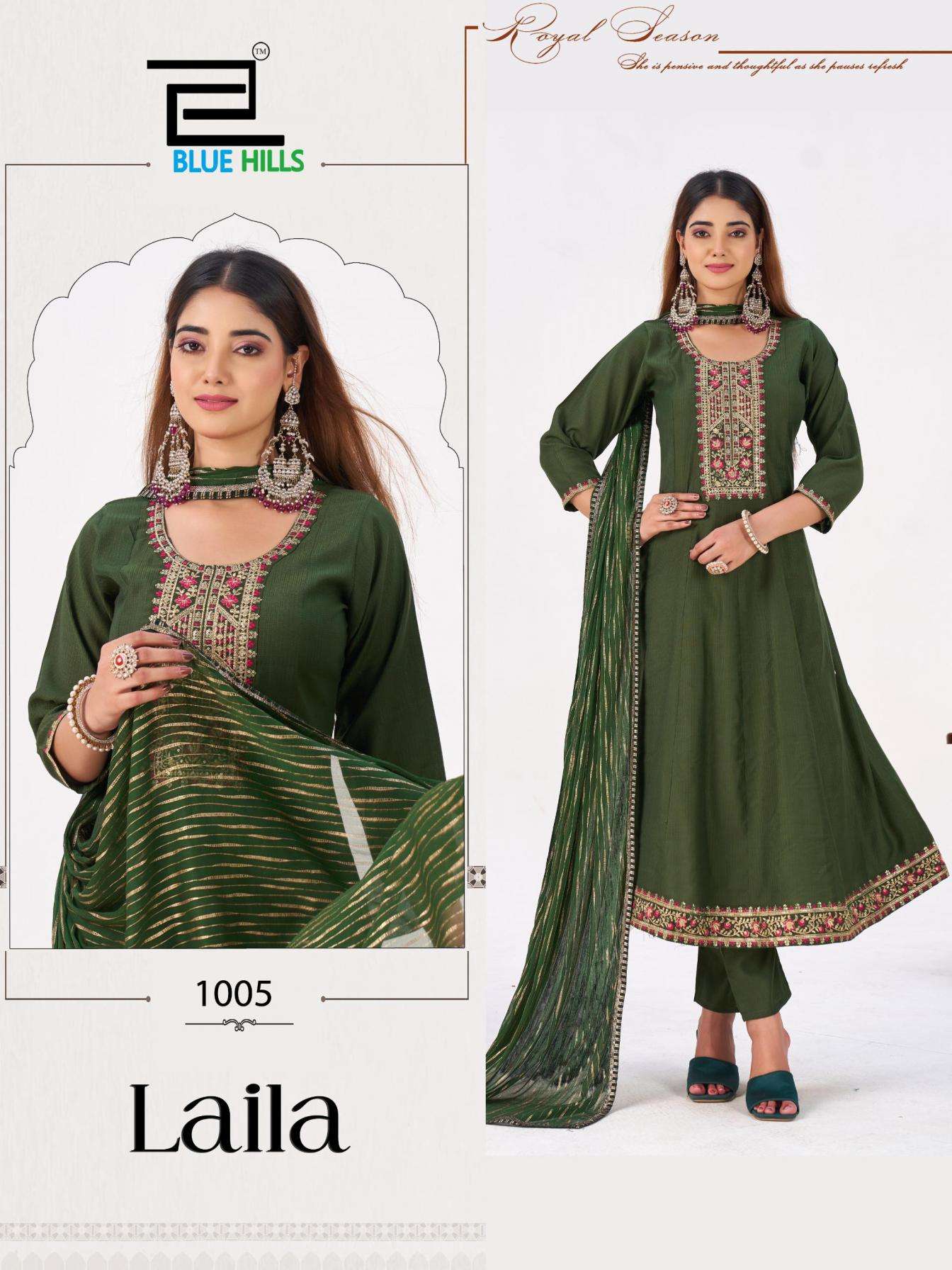 blue hills presents laila berlin silk fully stitch big size modern kurtis catalog