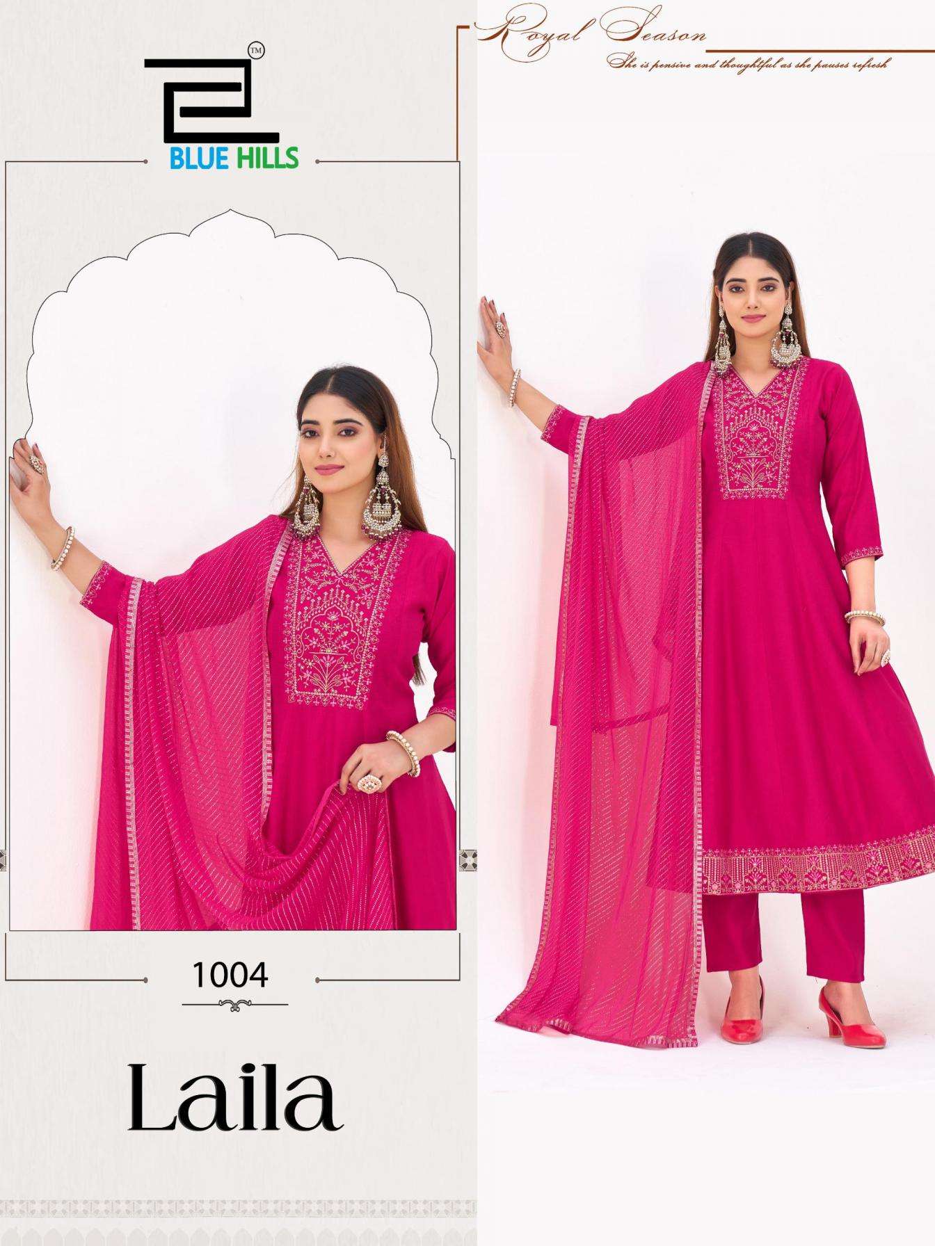 blue hills presents laila berlin silk fully stitch big size modern kurtis catalog