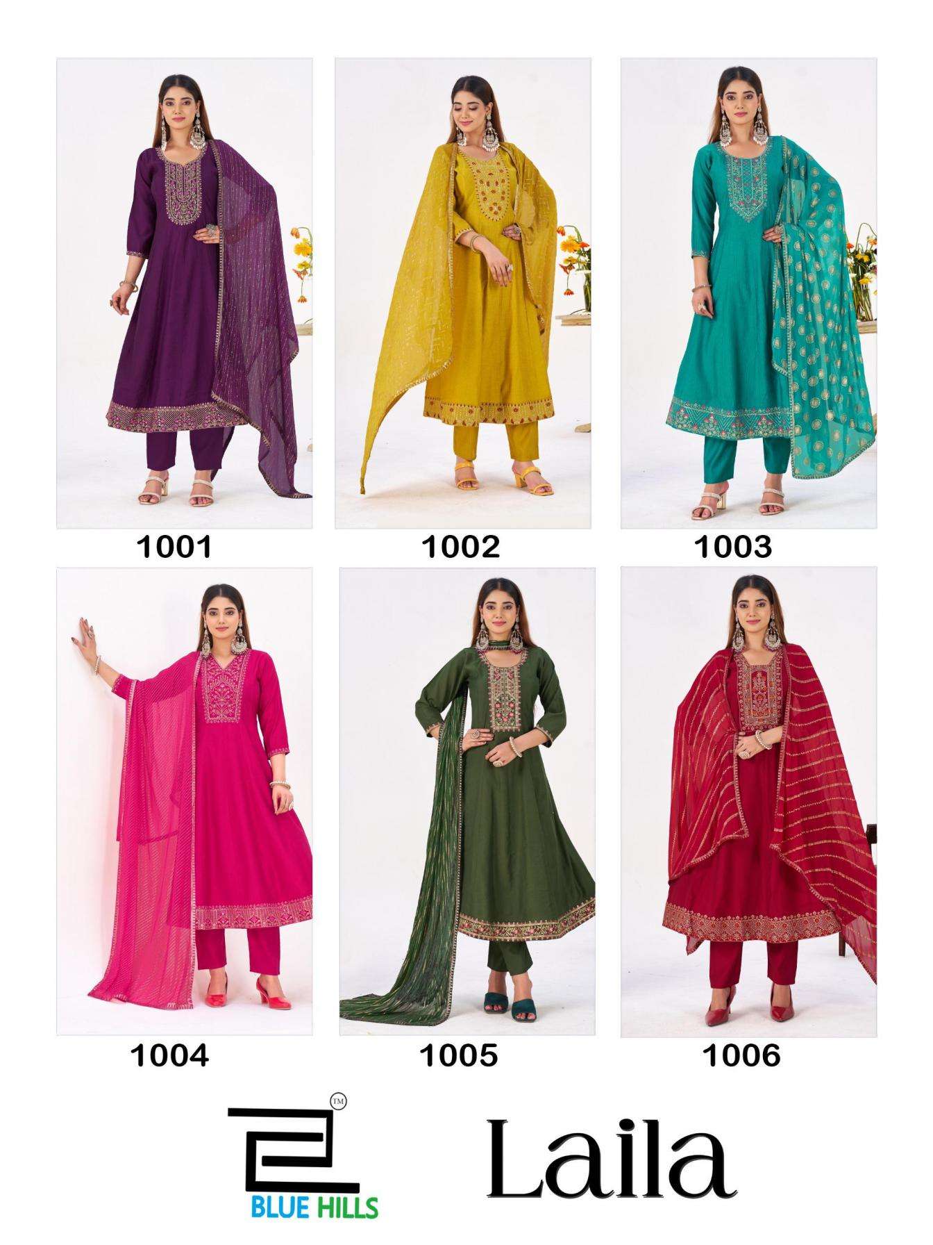 blue hills presents laila berlin silk fully stitch big size modern kurtis catalog