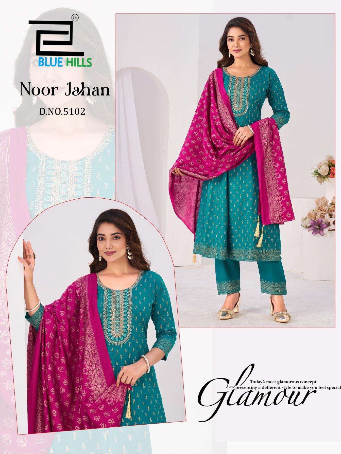 blue hills presents noor jahan rayon readymade amazing plus size suit for womens