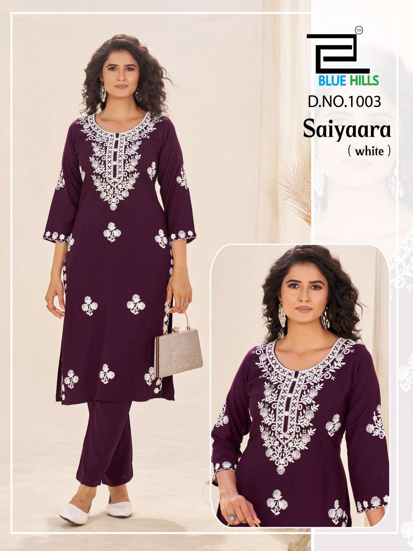blue hills presents saiyaara rayon full stitch big size kurti with pant catalog