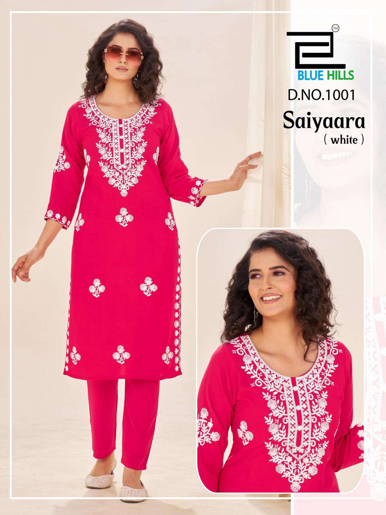 blue hills presents saiyaara rayon full stitch big size kurti with pant catalog