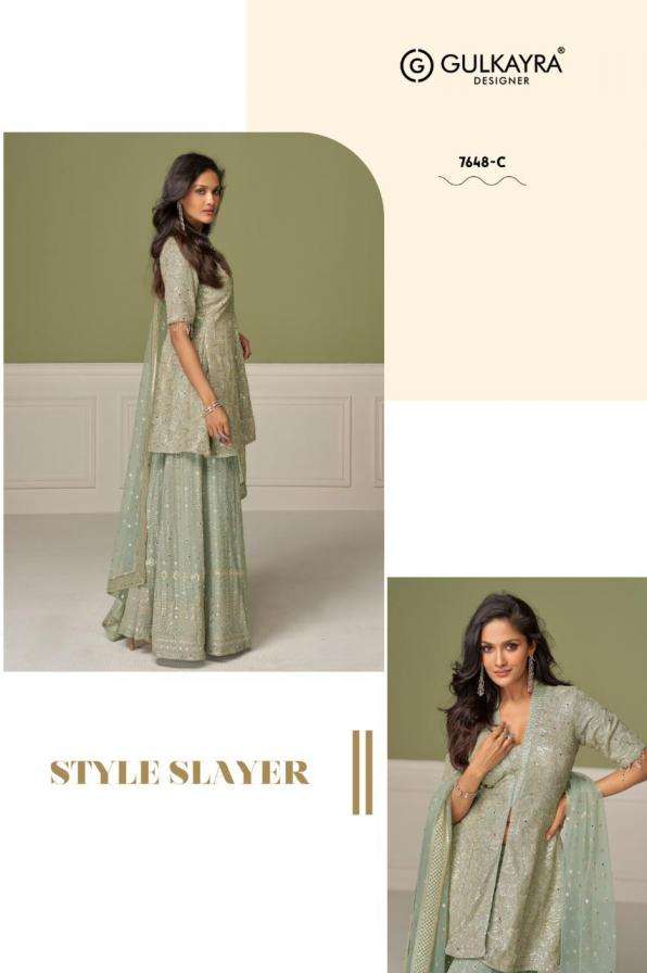 Gulkayra Designer Presents Aashvi Georgette Full Stitch Plazzo Salwar Suits Catalog Wholesaler And Exporter 