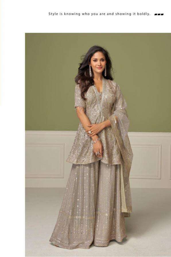 Gulkayra Designer Presents Aashvi Georgette Full Stitch Plazzo Salwar Suits Catalog Wholesaler And Exporter 