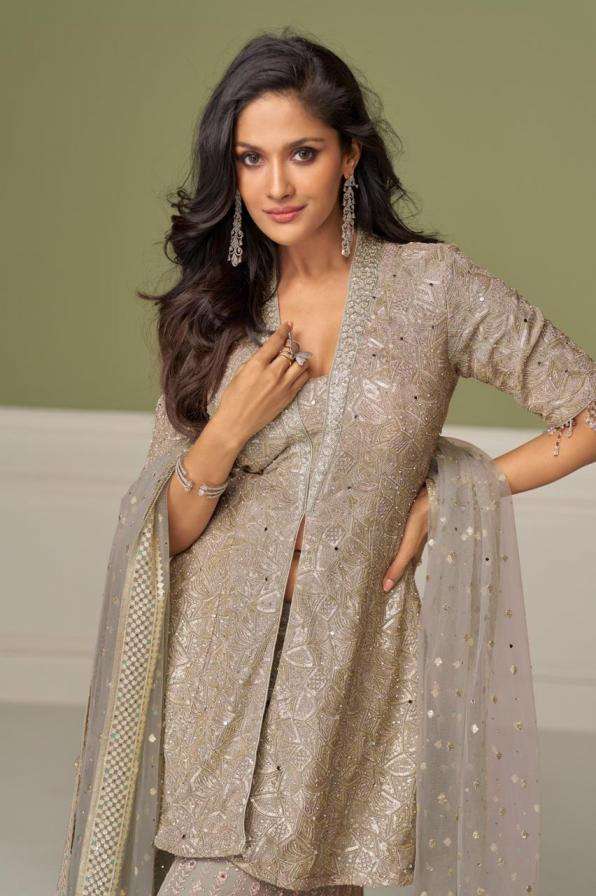 Gulkayra Designer Presents Aashvi Georgette Full Stitch Plazzo Salwar Suits Catalog Wholesaler And Exporter 