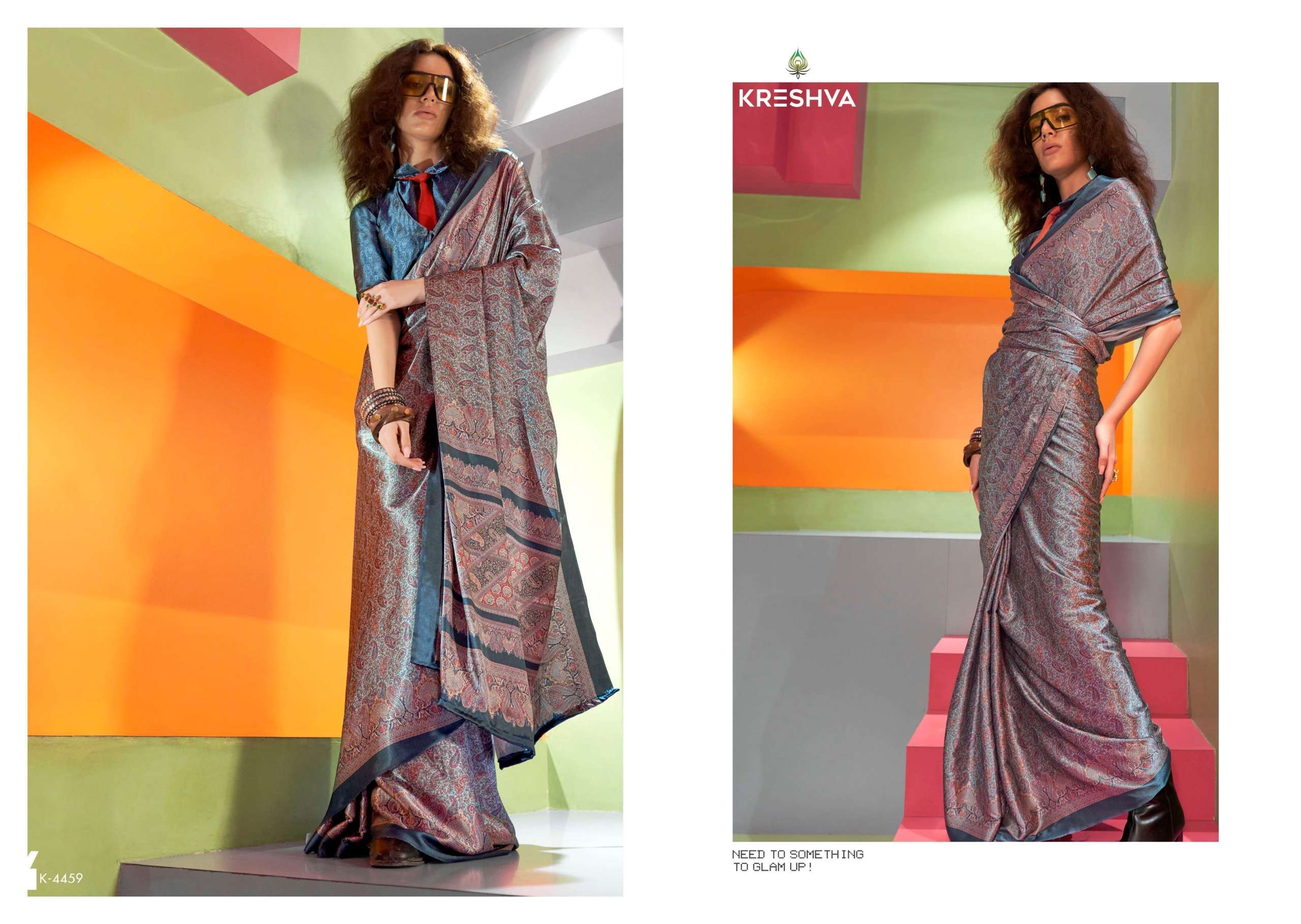 Kreshva Presents Silkina Super Spanish Satin Shop Trendy Sarees Catalog Wholesaler And Exporter 