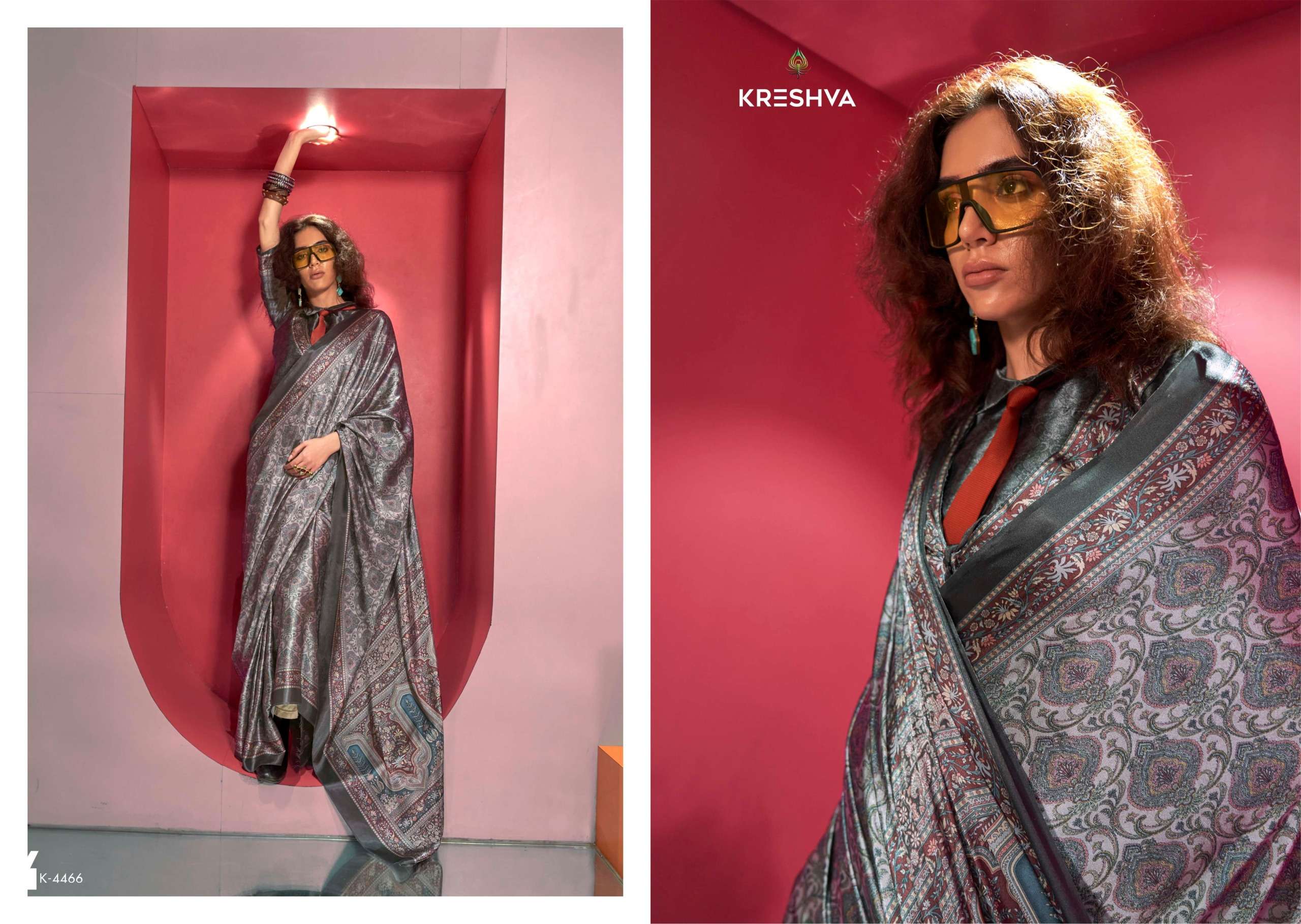 Kreshva Presents Silkina Super Spanish Satin Shop Trendy Sarees Catalog Wholesaler And Exporter 