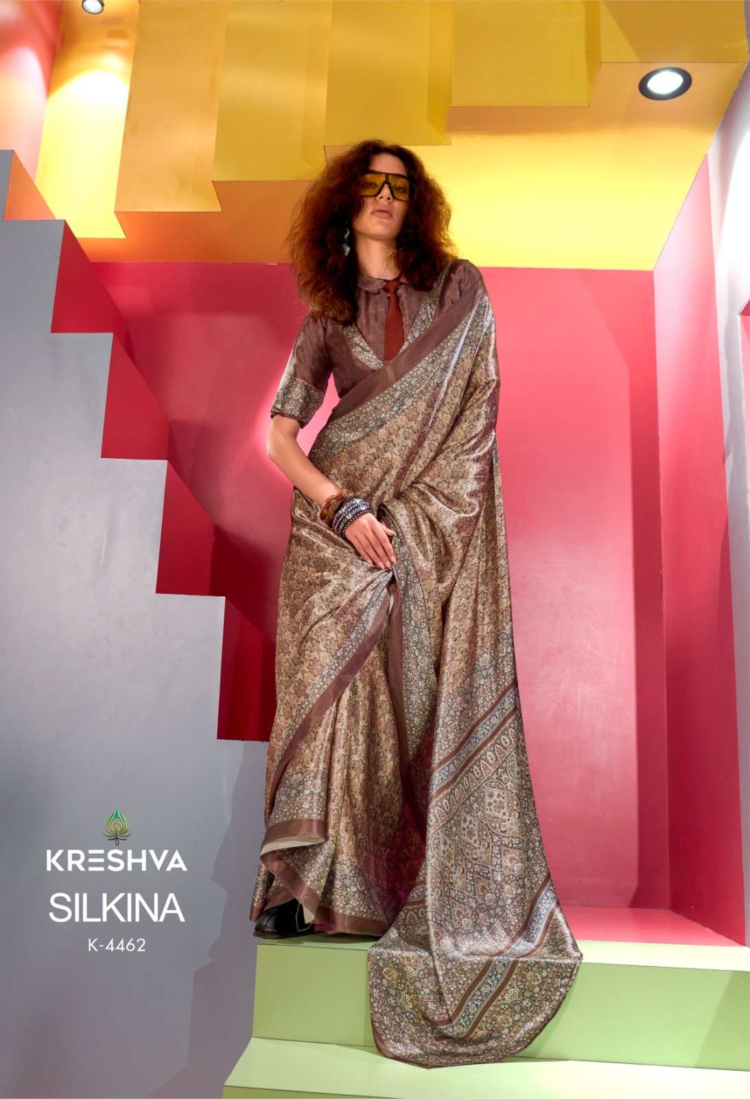 Kreshva Presents Silkina Super Spanish Satin Shop Trendy Sarees Catalog Wholesaler And Exporter 