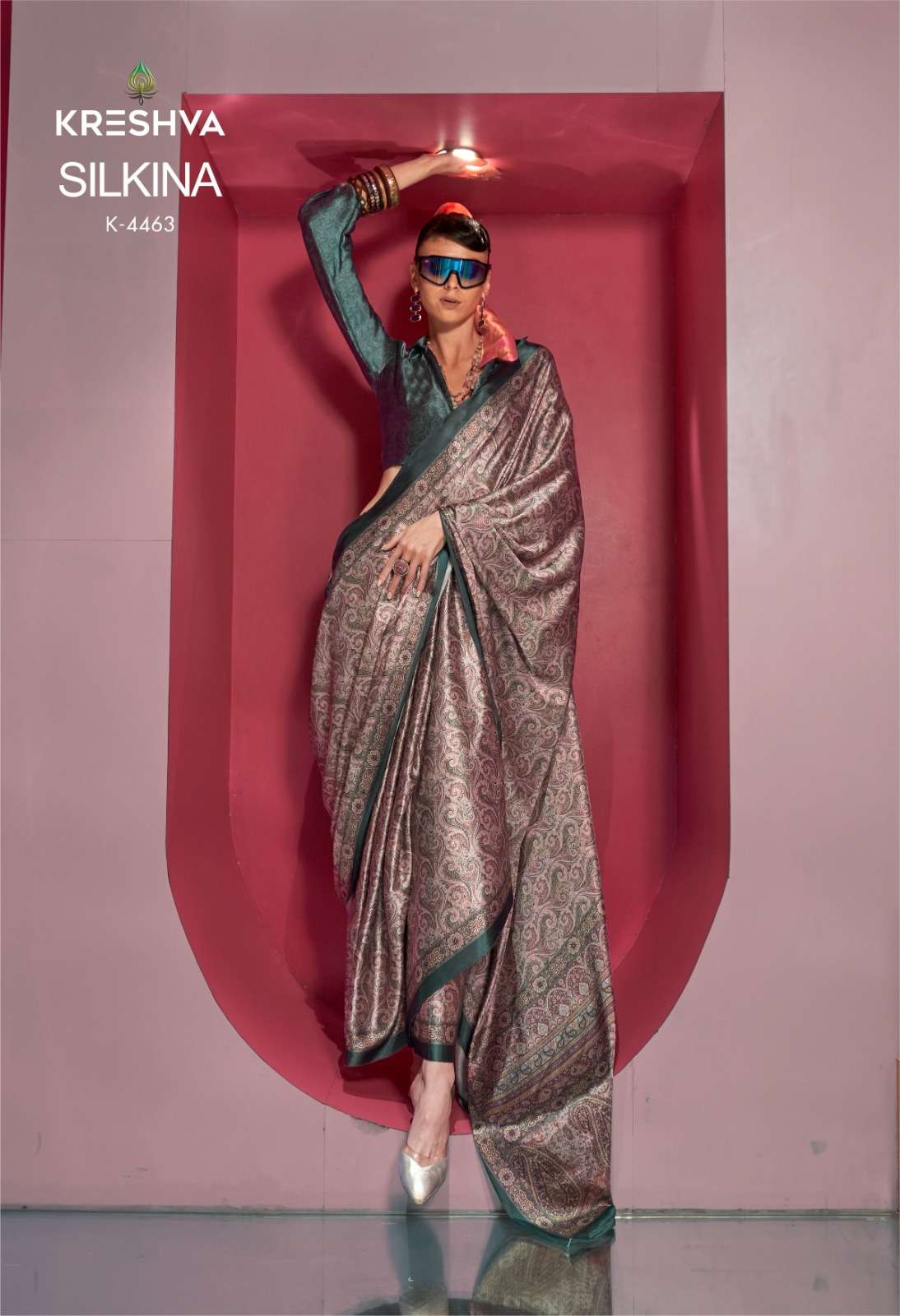 Kreshva Presents Silkina Super Spanish Satin Shop Trendy Sarees Catalog Wholesaler And Exporter 