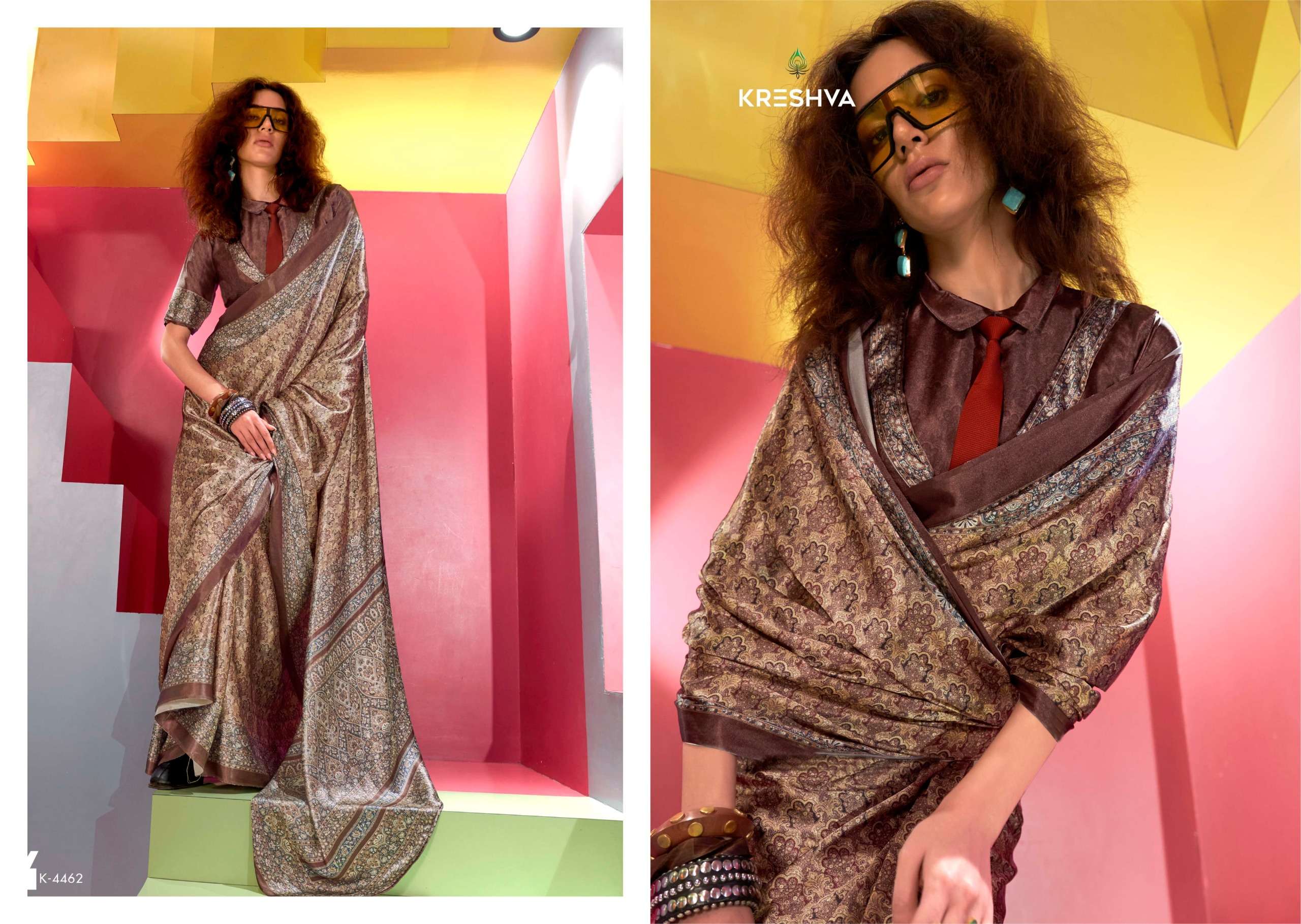 Kreshva Presents Silkina Super Spanish Satin Shop Trendy Sarees Catalog Wholesaler And Exporter 