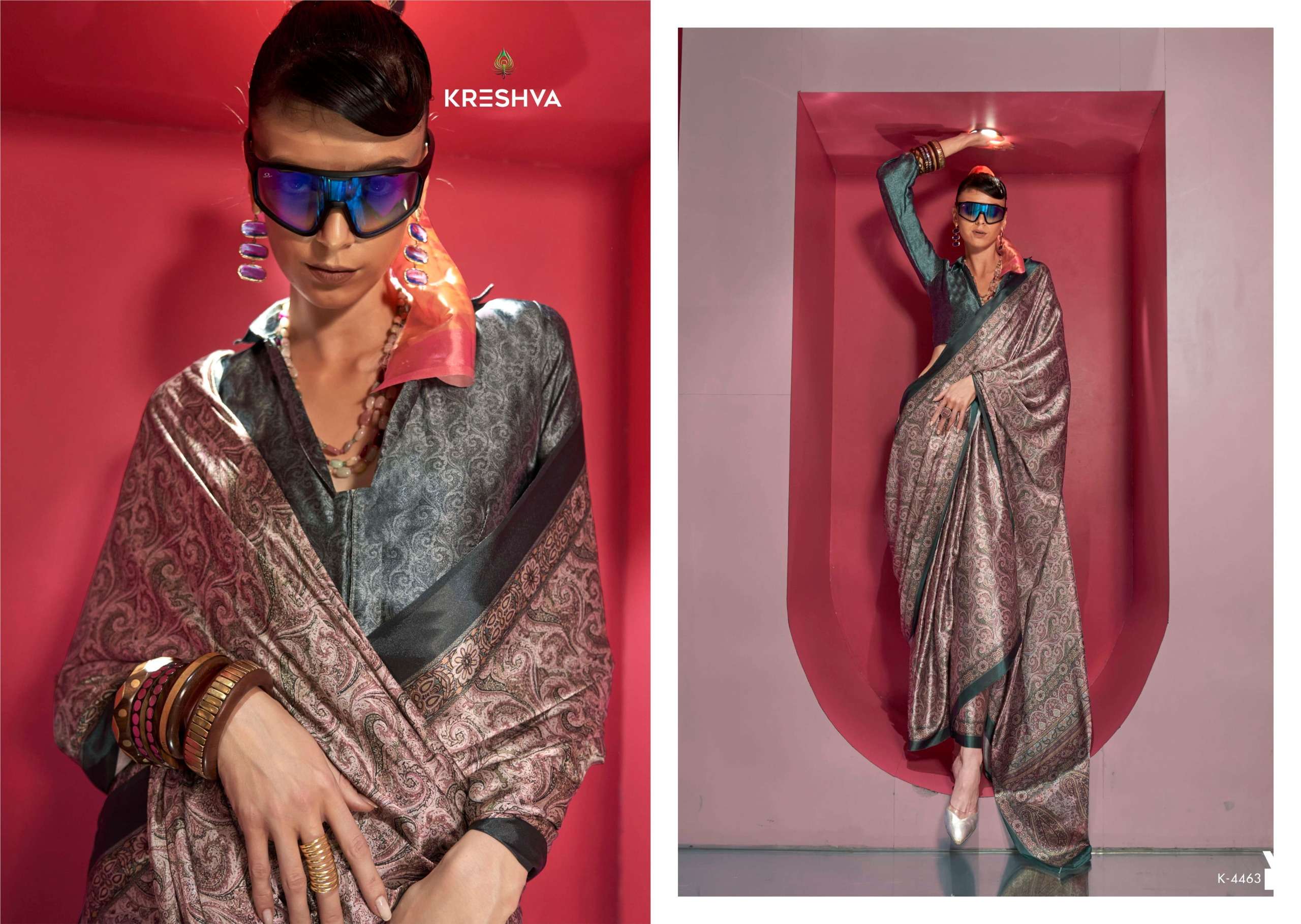 Kreshva Presents Silkina Super Spanish Satin Shop Trendy Sarees Catalog Wholesaler And Exporter 